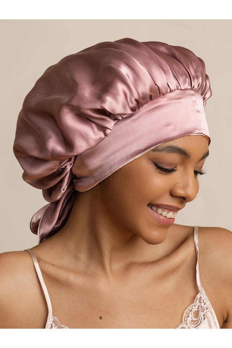 Women's Silk Casual Bonnet with Long Ribbons, Alternate, color, PaleMauve