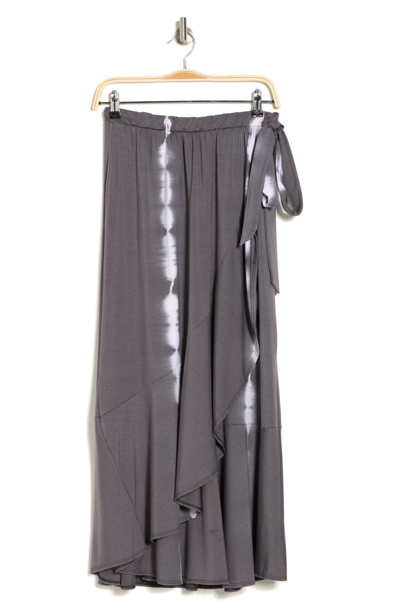 GO COUTURE Faux Wrap Midi Skirt, Alternate, color, Charcoal