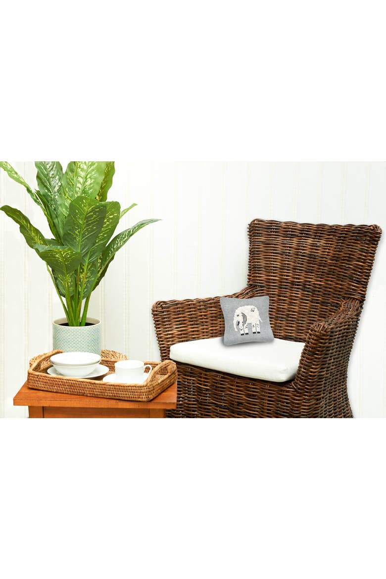 Elephant Knitted Small Petite Throw Pillow, 10" x 10", Alternate, color, Gray
