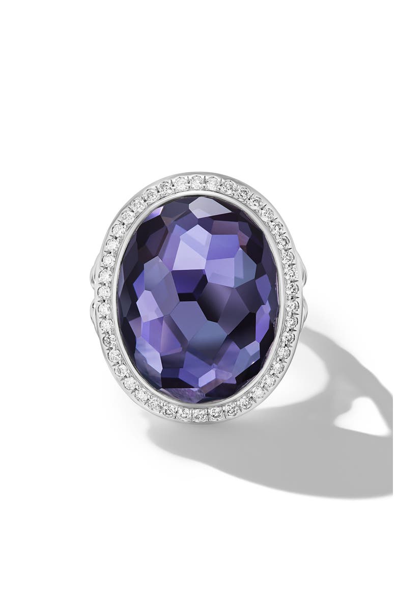 Albion Diamond Halo Oval Cocktail Ring, Main, color, SILVER/ LAVENDER AMETHYST