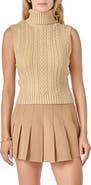 English Factory Cable Stitch Sleeveless Turtleneck Sweater