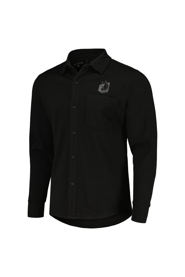 Men's Antigua Black Minnesota United FC Streamer Diamond Button-Up Shacket, Alternate, color, Black