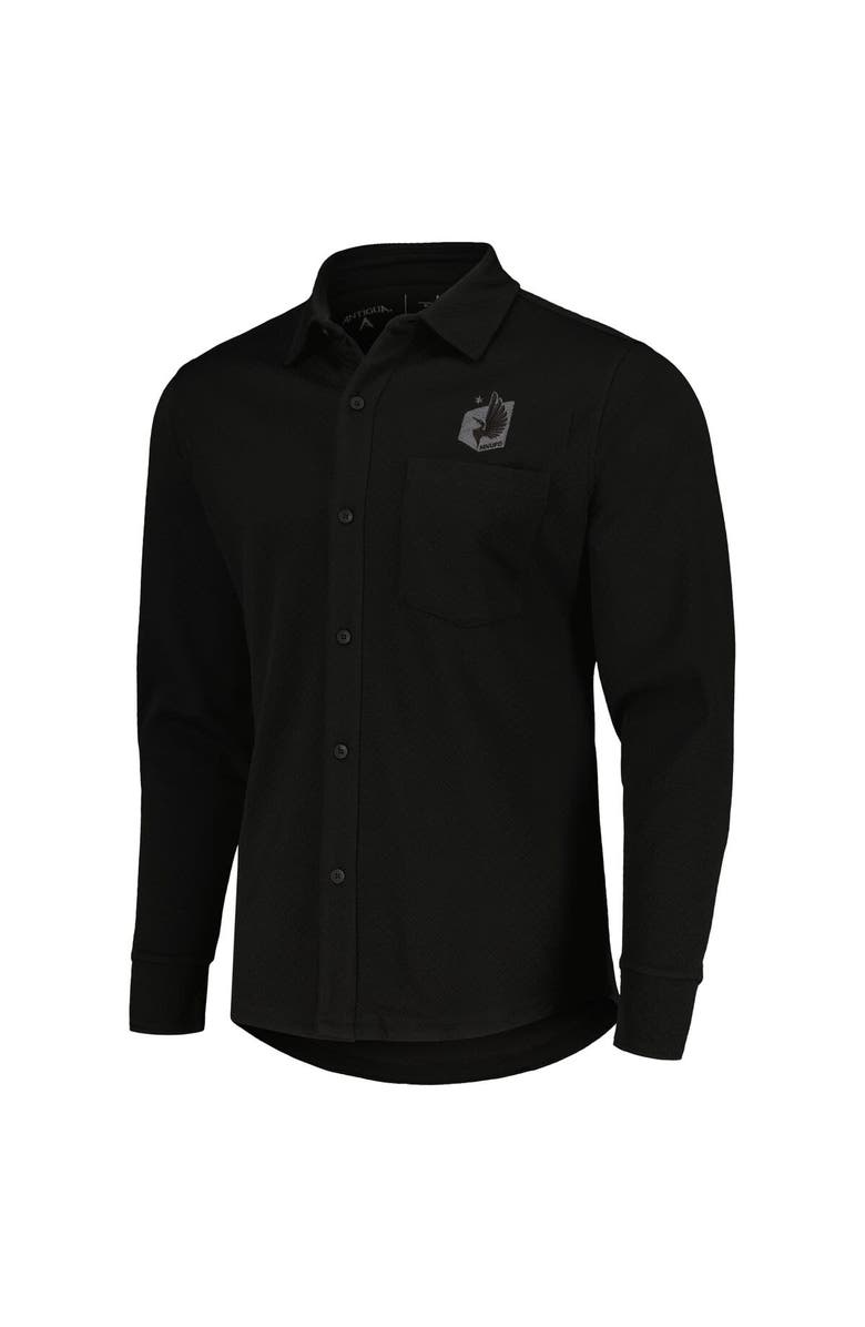 ANTIGUA Men's Antigua Black Minnesota United FC Streamer Diamond Button-Up Shacket, Alternate, color, Black
