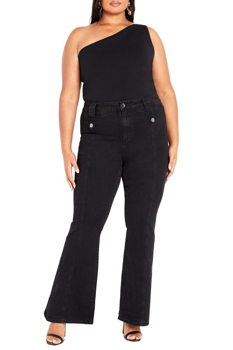 Asha Mia High Waist Bootcut Jeans, Alternate, color, BLACK