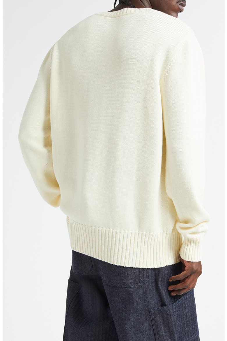 Embroidered Logo Crewneck Sweater, Alternate, color, ECRU