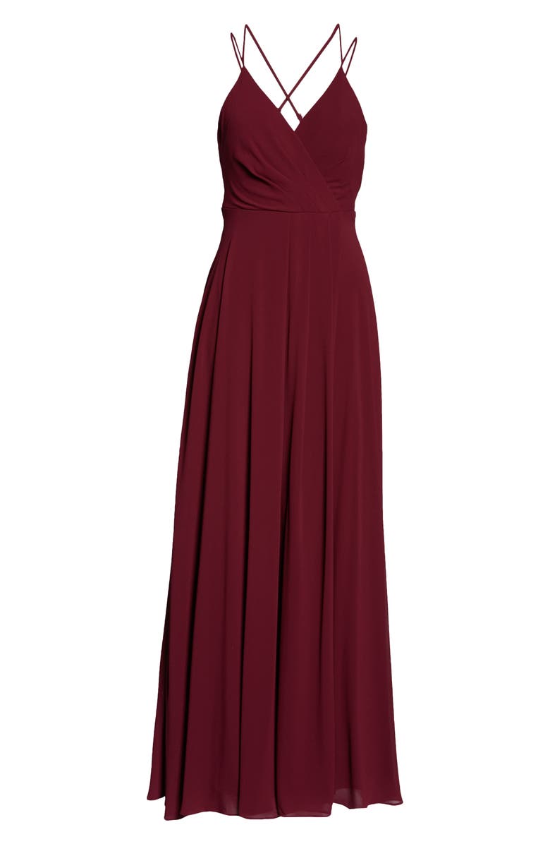 Sequin Hearts Faux Wrap Sleeveless Chiffon Gown, Alternate, color,