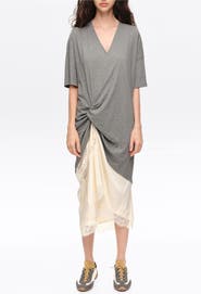 BIMBA Y LOLA Two-Material Knot T-Shirt Dress