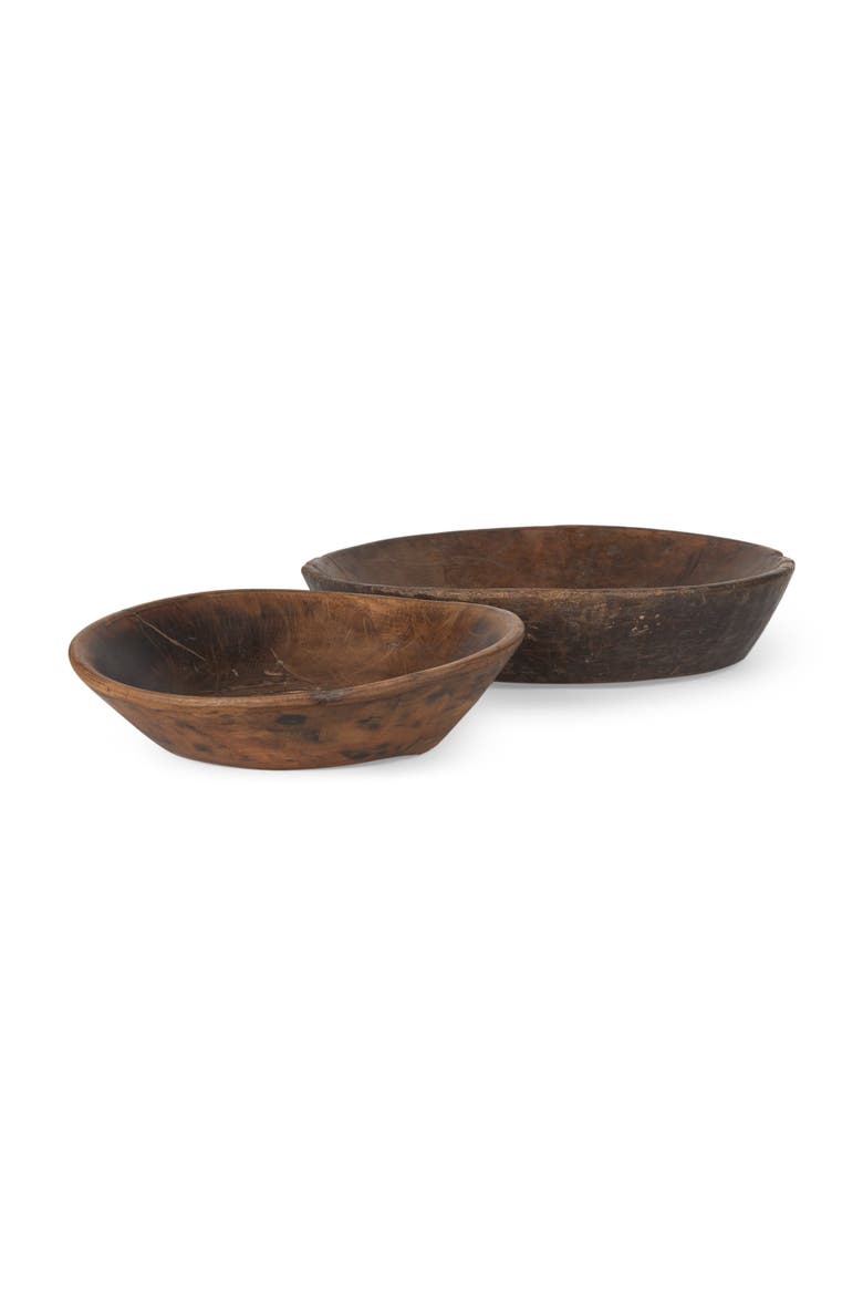 Nikita Set of 2 Reclaimed Wood Bowls, Main, color, Brown