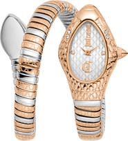 Just Cavalli Snake Wraparound Bracelet Watch, 20mm x 34.5mm