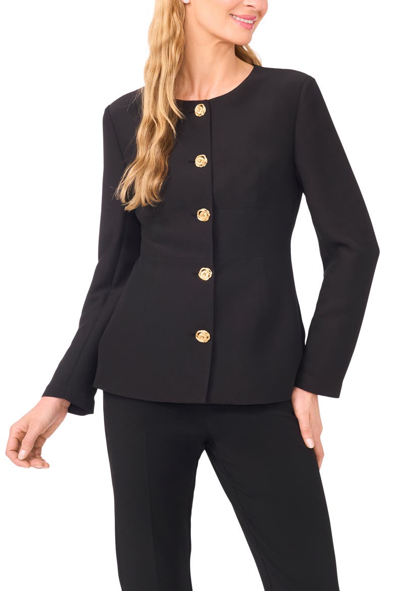 Georgia Shaped Button-Up Shirt, Main, color, RICH BLACK