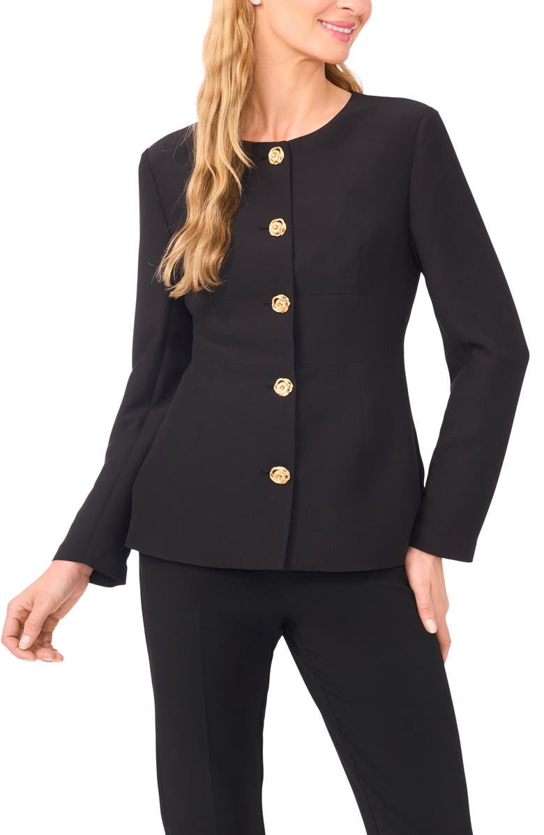 Ted Baker Georgia Shaped Button-Up Shirt, Main, color, Rich Black