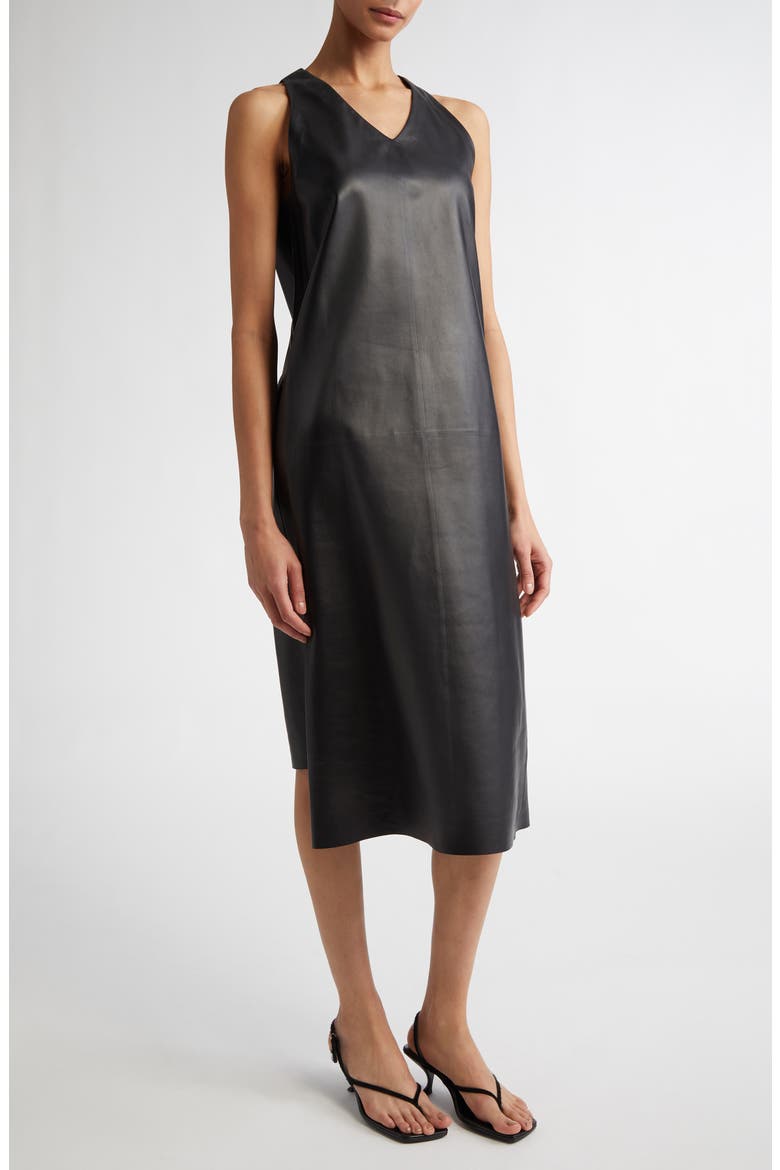 Snyder Leather Shift Dress, Alternate, color, BLACK