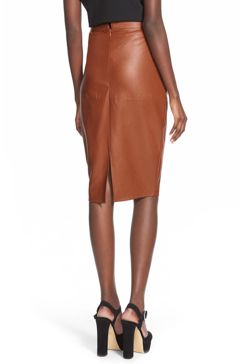 Faux Leather Pencil Skirt, Alternate, color, BEIGE