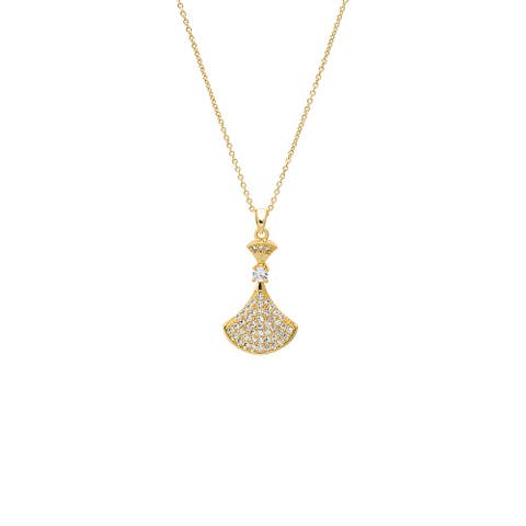 Radiant Pave Fan Pendant Necklace