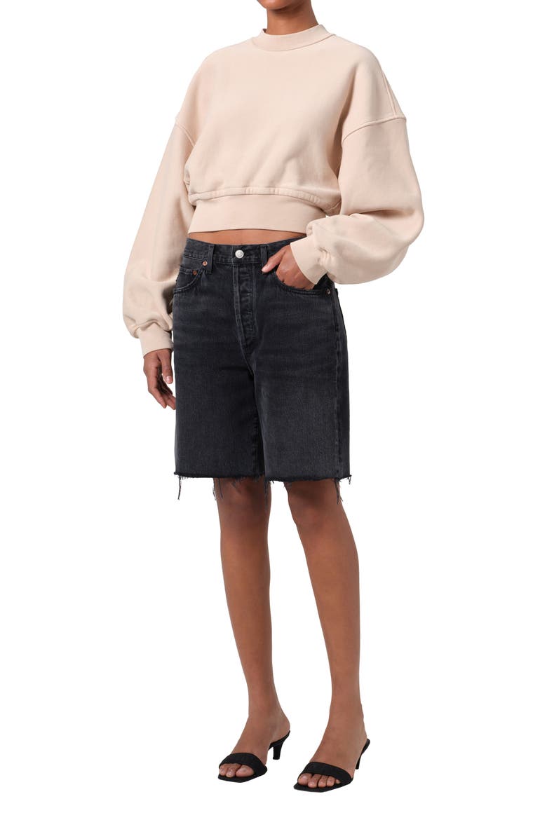 Kit Cotton Fleece Crop Sweatshirt, Alternate, color, WAFER (DUSTY NUDE PEACH)