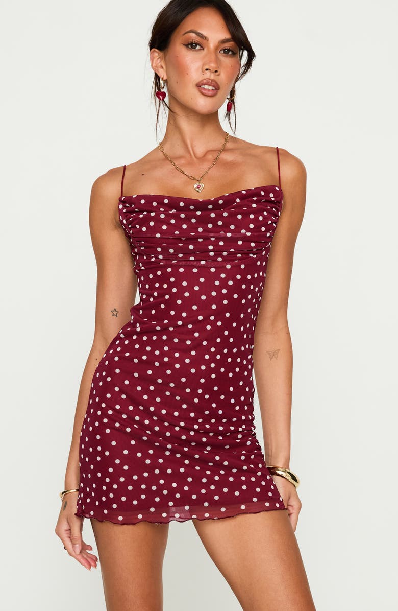 Princess Polly Sugar Polka Dot Minidress, Alternate, color, Red Polka
