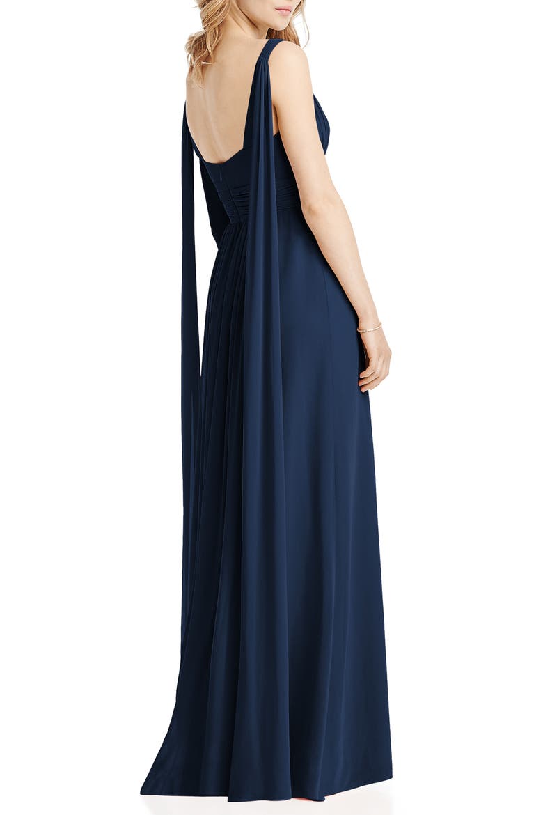 Streamer Back Chiffon Gown, Alternate, color, MIDNIGHT