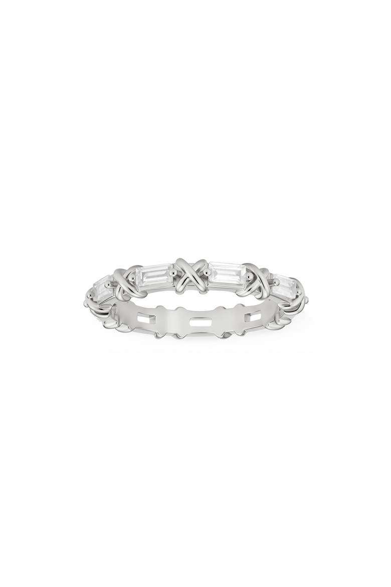 Baguette Cubic Zirconia X Eternity Band, Main, color, SILVER