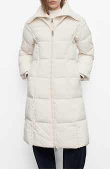 MANGO Quilted Puffer Coat with Rib Insert