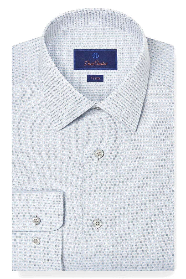 Trim Fit Micro Dobby Cotton Dress Shirt, Main, color, PEARL/ SKY