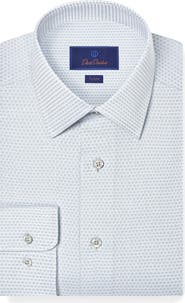David Donahue Trim Fit Micro Dobby Cotton Dress Shirt