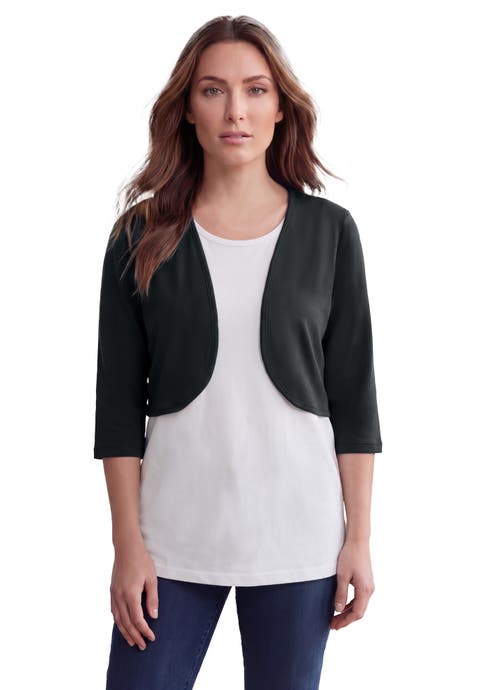 Bolero Cardigan With Three Quarter Sleeves