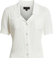 Tahari ASL Pointelle Stitch Short Sleeve Cardigan