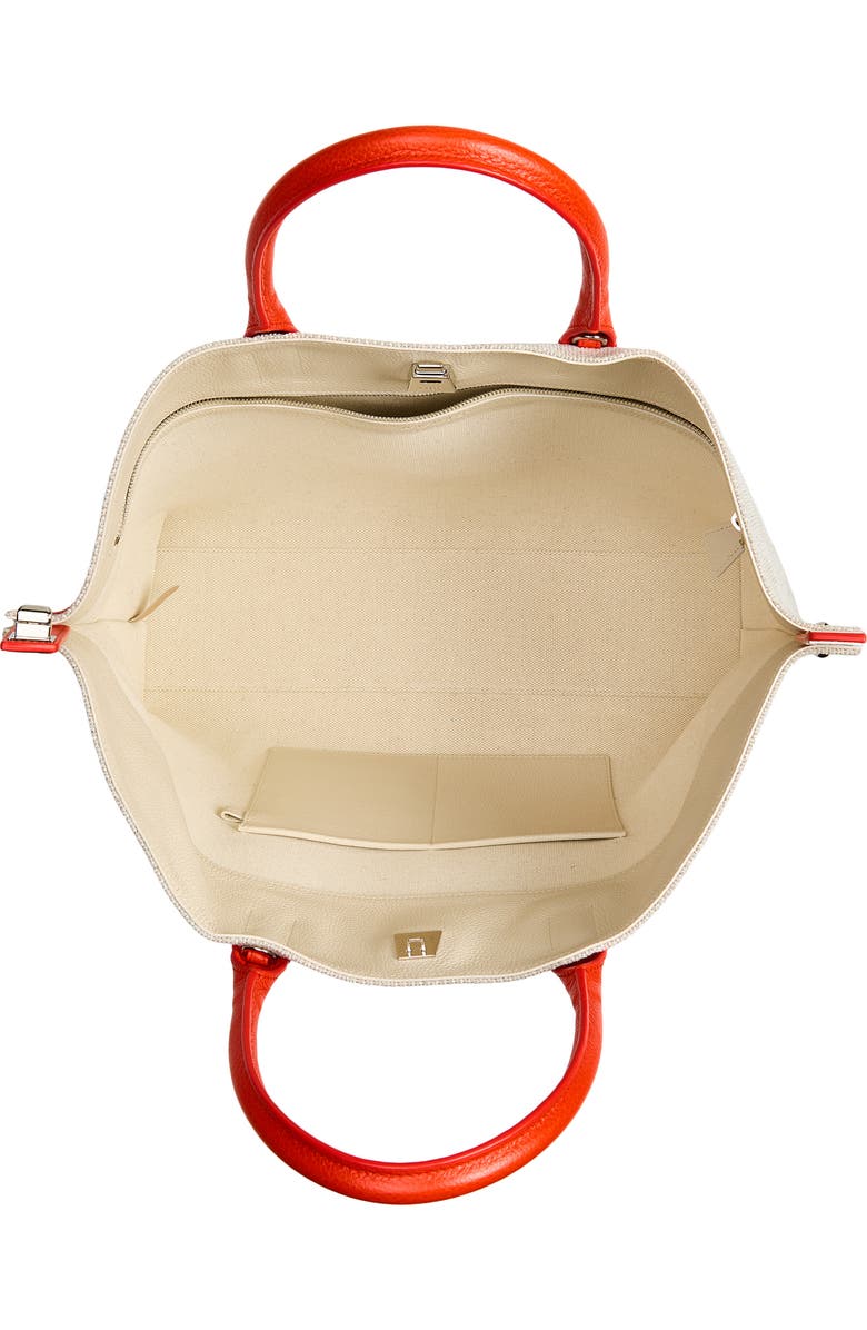 Akris Medium AI Canvas & Leather Convertible Shoulder Tote, Alternate, color, Orange/Ivory