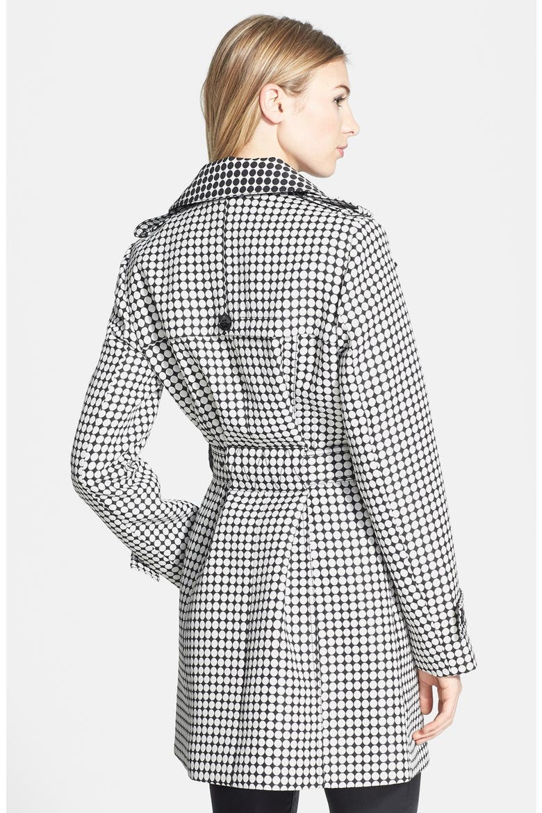 Dot Print Asymmetric Trench Coat, Alternate, color, NATURAL BLACK