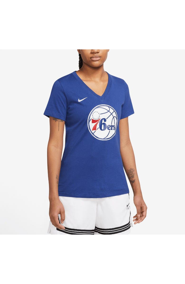 Nike Women's Nike Blue Philadelphia 76ers 2022/23 City Edition Essential V-Neck T-Shirt, Main, color, 