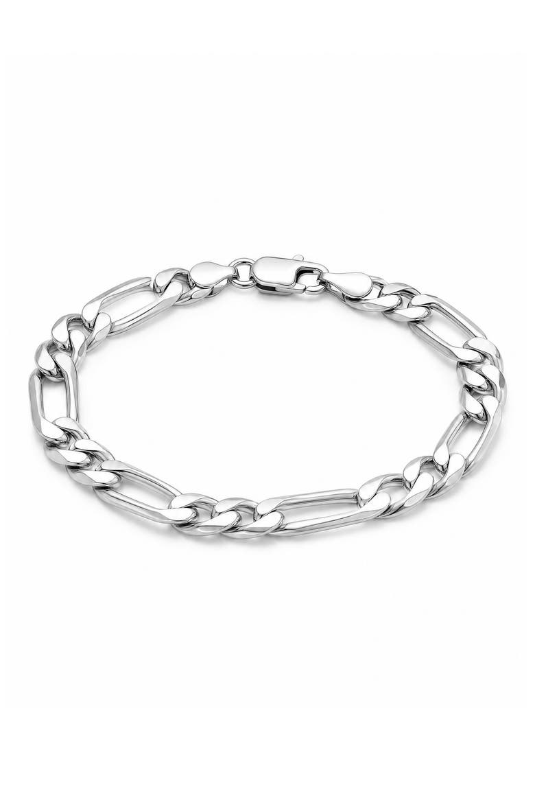 Men's Figaro Chain Bracelet, Main, color, SILVER