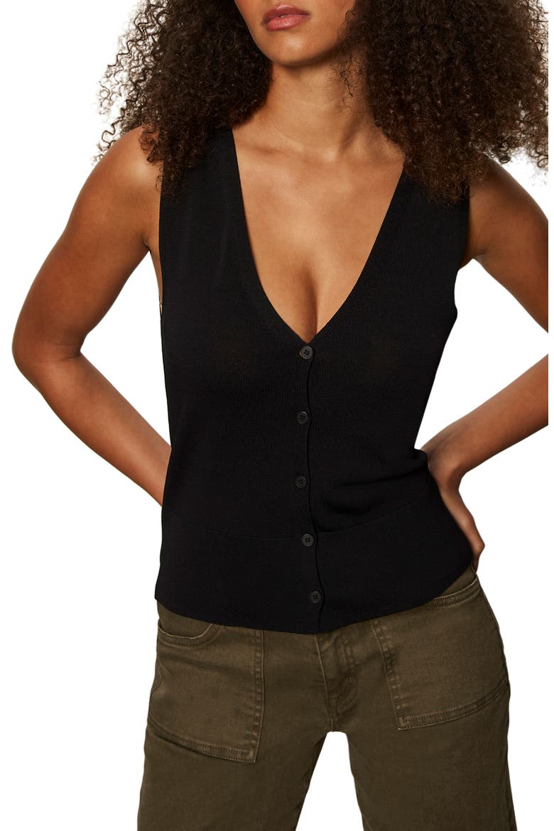 Button-Up Vest, Alternate, color, BLACK