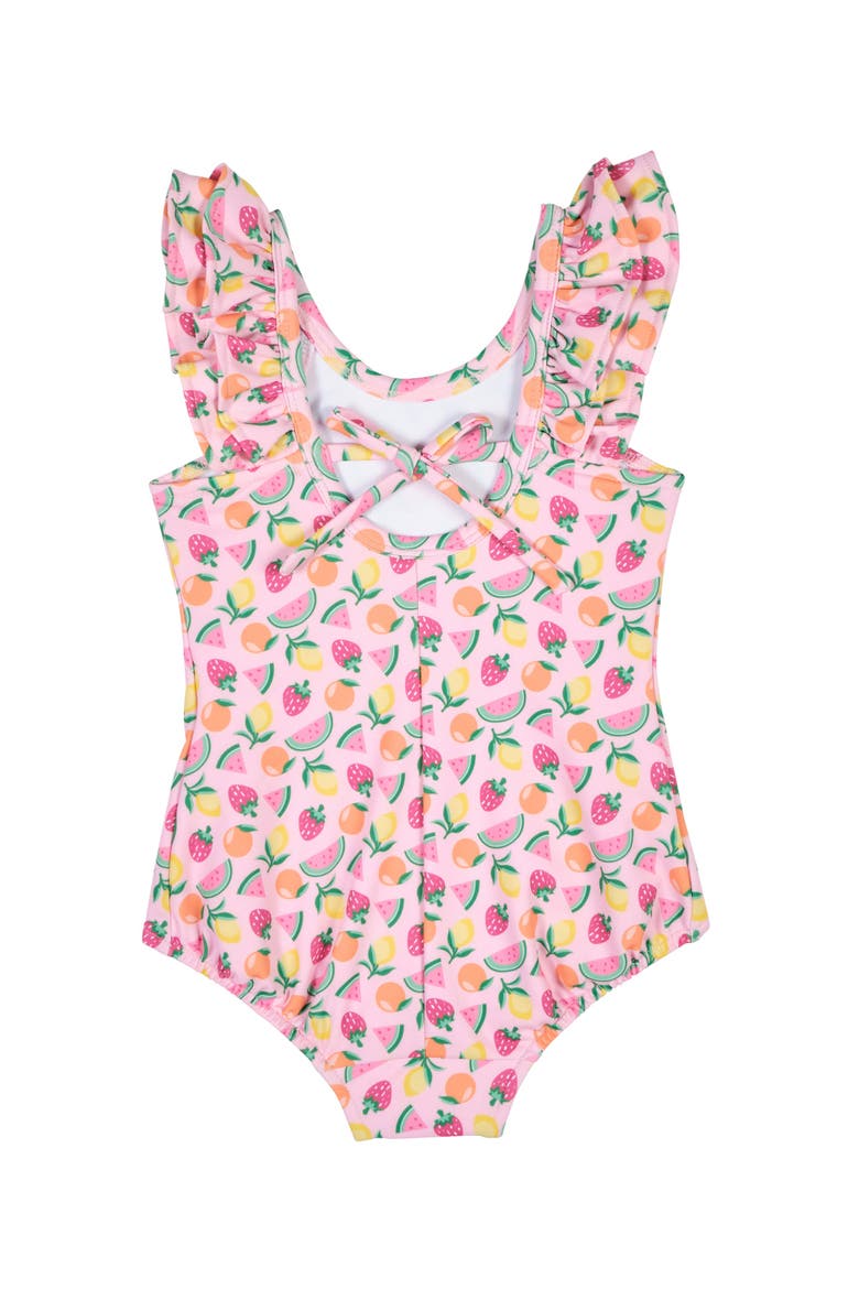 Fruit Print Swimsuit With Ruffles, Alternate, color, Pink/Multi