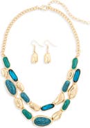 Tasha Pebble Link Collar Necklace & Earrings Set