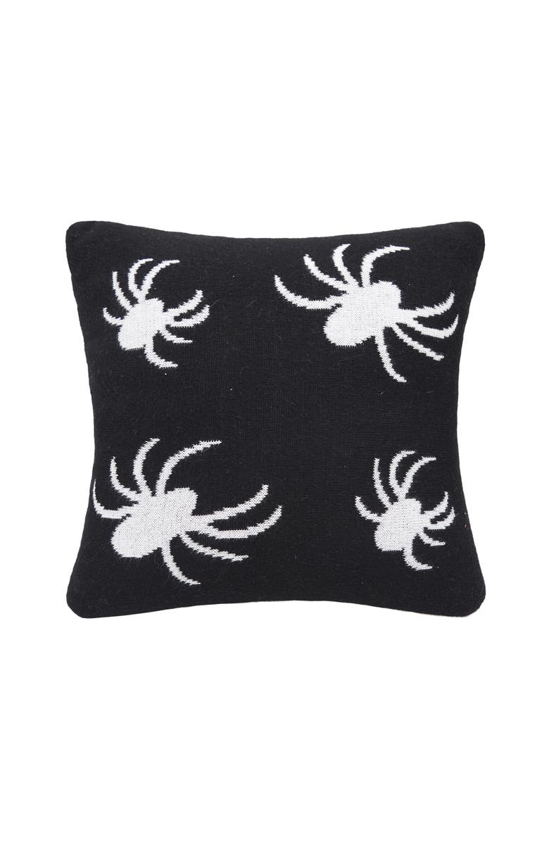 C&F Home Halloween Spiders Themed Reversible Knit Small Petite Accent Pillow 12" x 12", Main, color, White