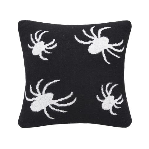 Halloween Spiders Themed Reversible Knit Small Petite Accent Pillow 12" x 12"