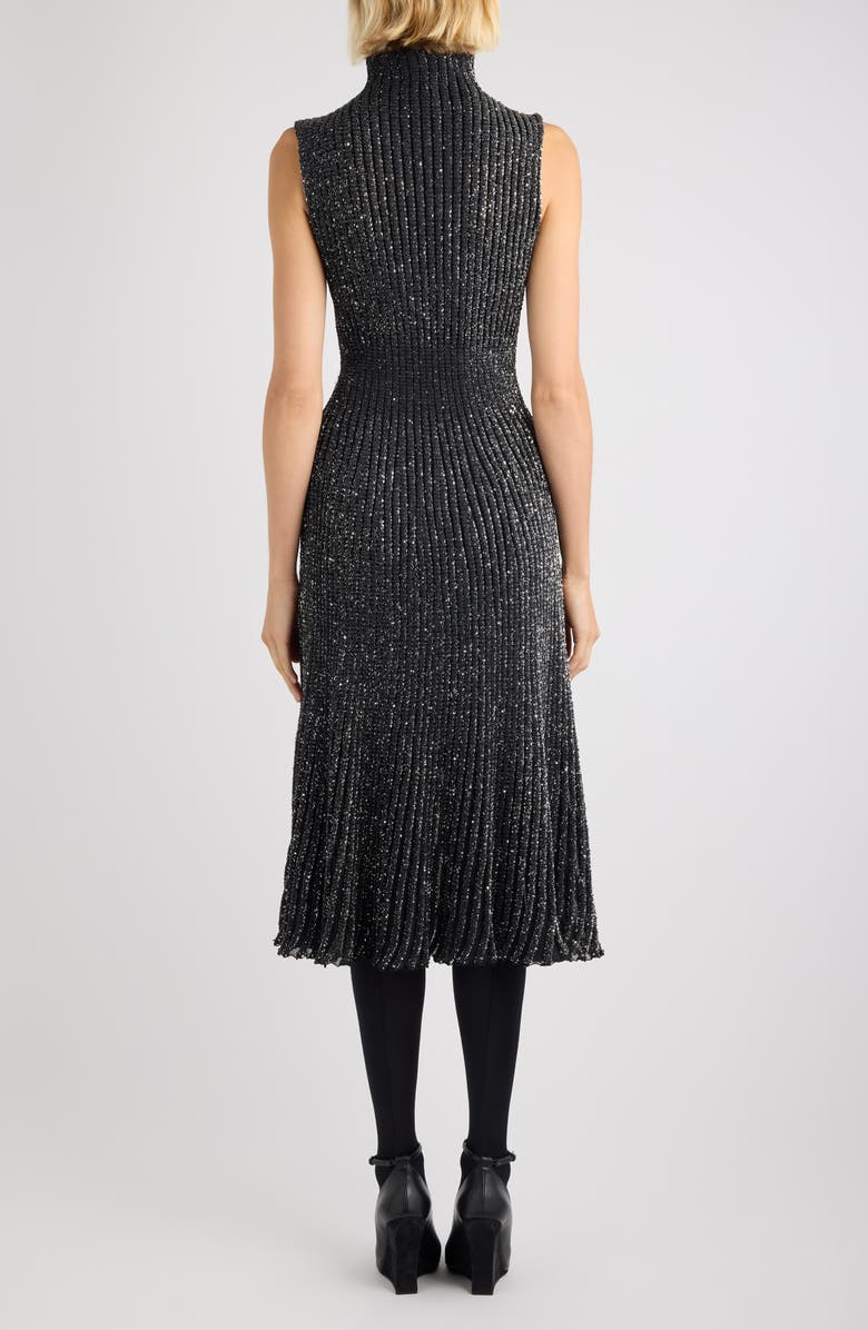 Alaïa Sequin Rib Fit 
Flare Sweater Dress, Alternate, color, Noir Alaia