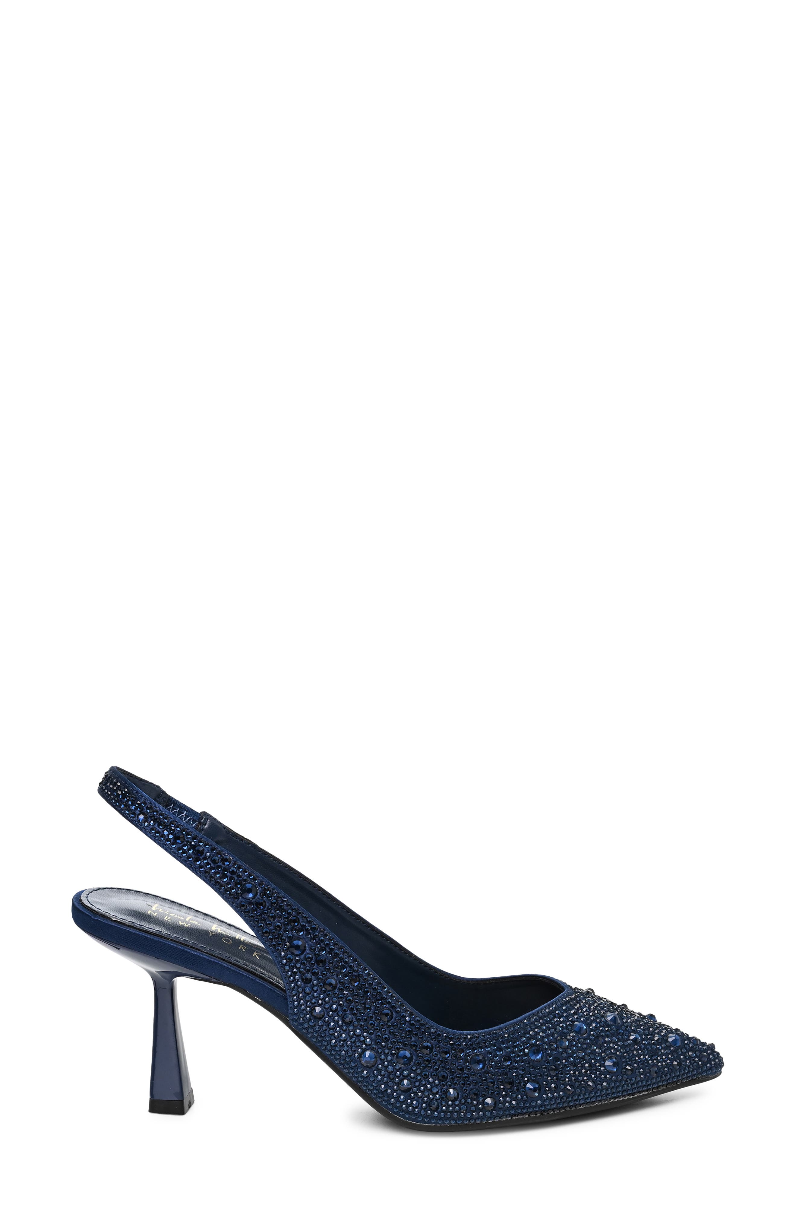 Embellished Pointed Toe Slingback Pump, Alternate, color, NAVY BLING