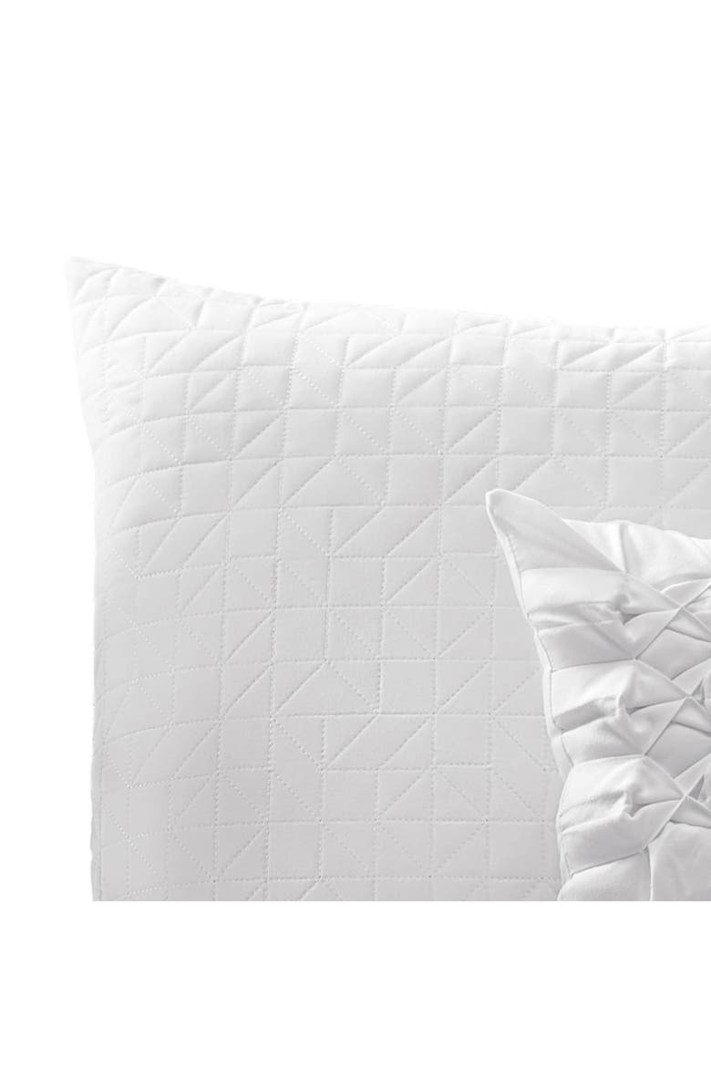 CITY SCENE Triple Diamond Pleated Microfiber Accent Pillow, Alternate, color, White