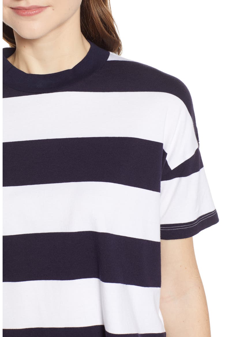 Drew Stripe Drop Shoulder Crop Tee, Alternate, color, DEEP AEGEAN/ TRUE WHITE