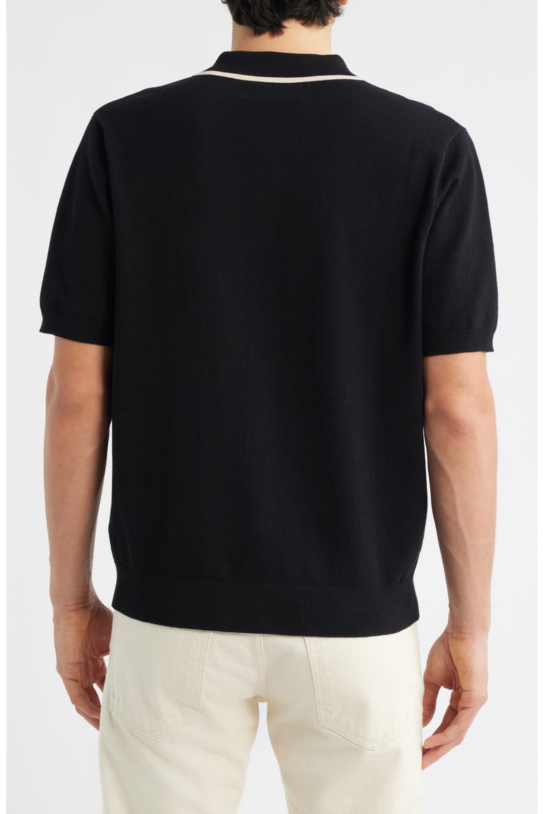 Tellaro Short Sleeve Retro Embroidered Shirt, Alternate, color, BLACK / ECRU