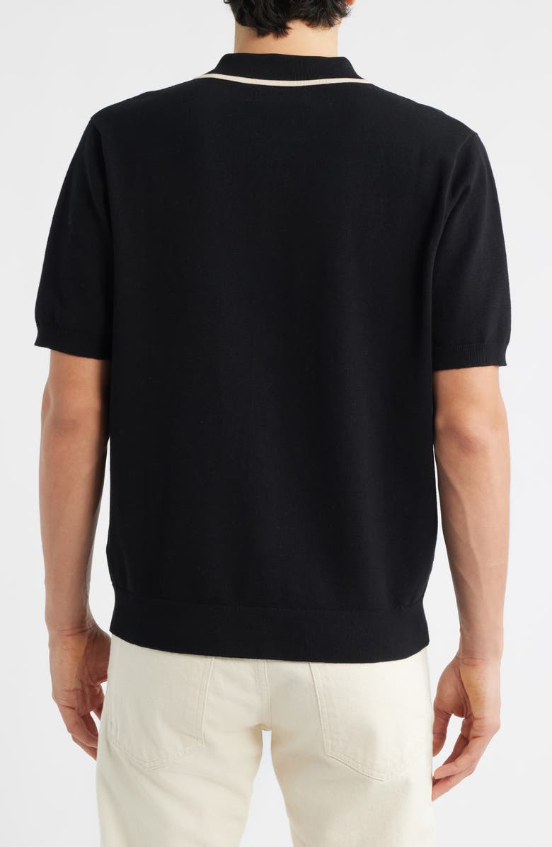 Wax London Tellaro Short Sleeve Retro Embroidered Shirt, Alternate, color, Black / Ecru