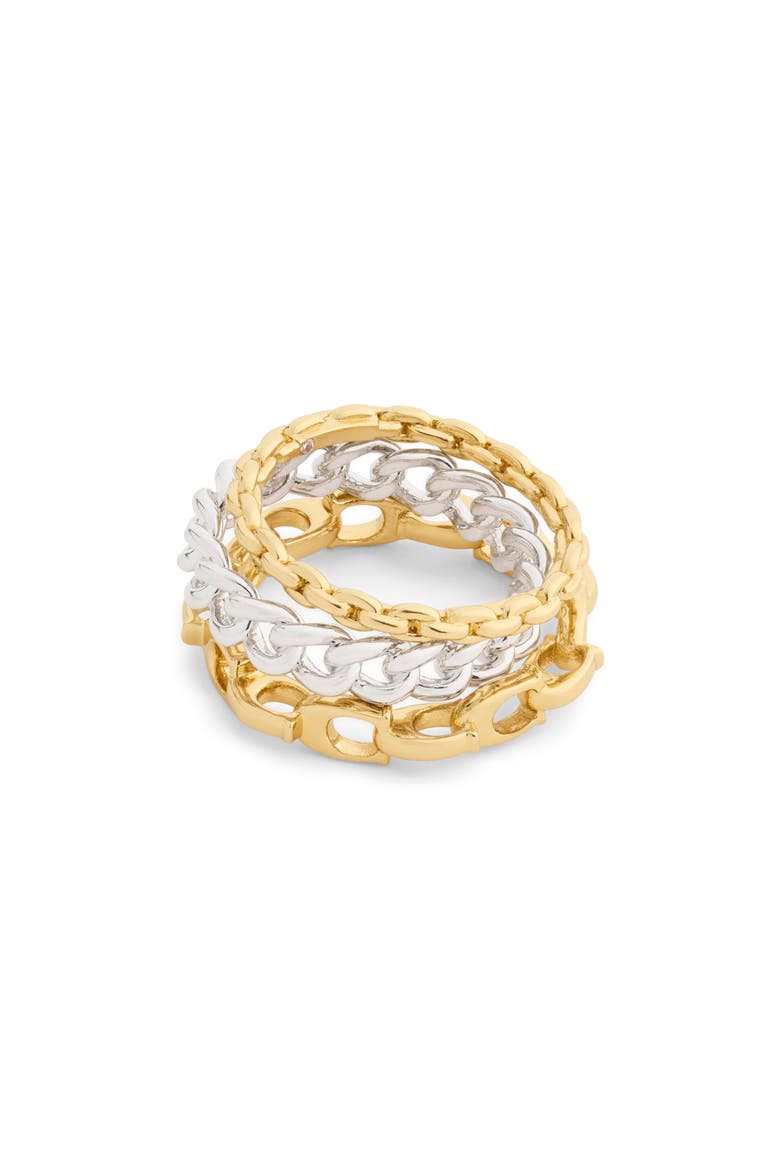 Set of 3 Stack Rings, Alternate, color, TWO TONE