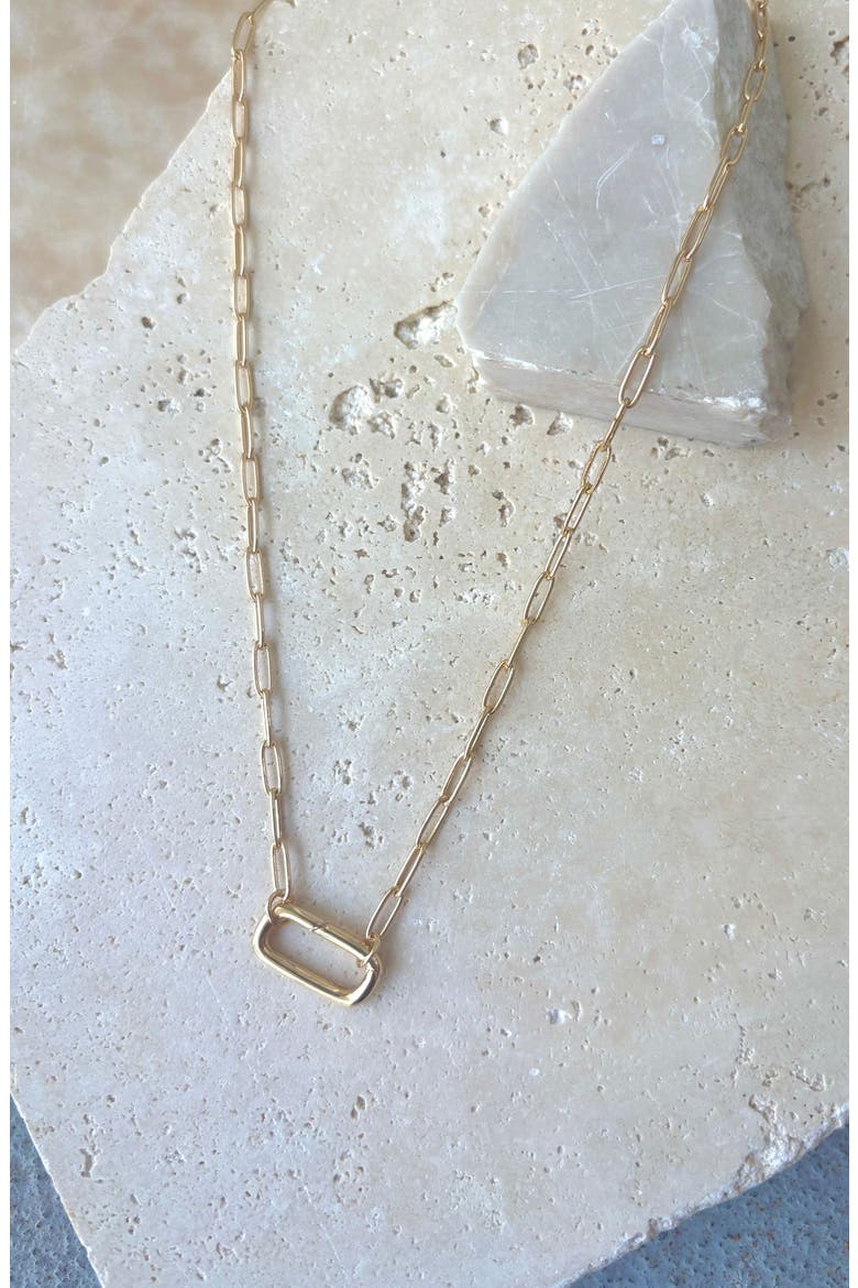 Lock Charm Necklace, Alternate, color, GOLD
