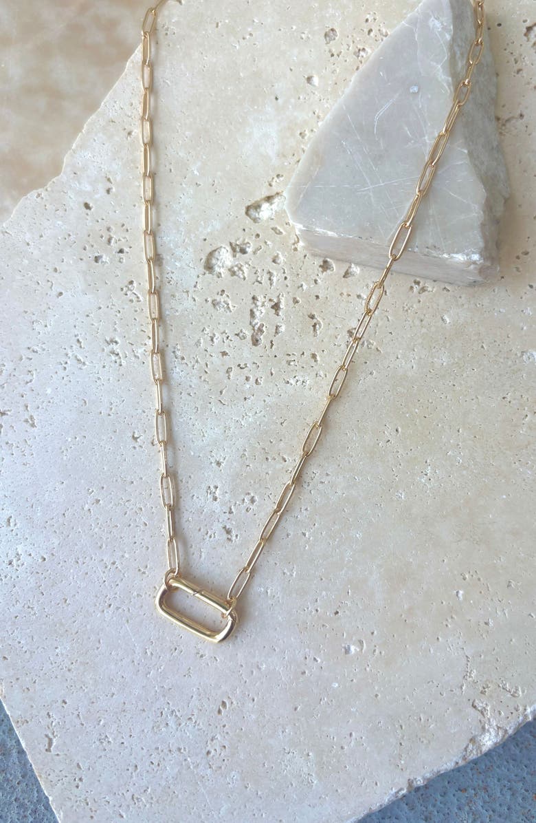 Adornia Lock Charm Necklace, Alternate, color, Gold