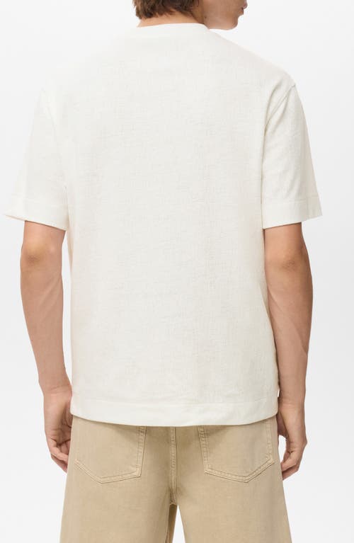 Mango Textured Cotton Blend T-shirt In Neutral