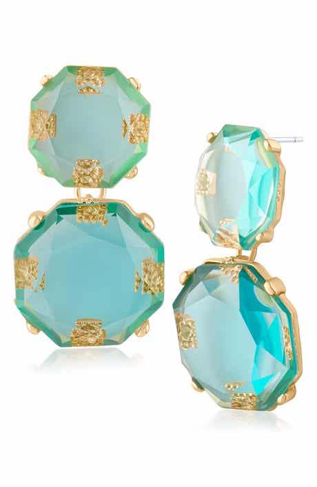 Faceted Double Drop Statement Earrings