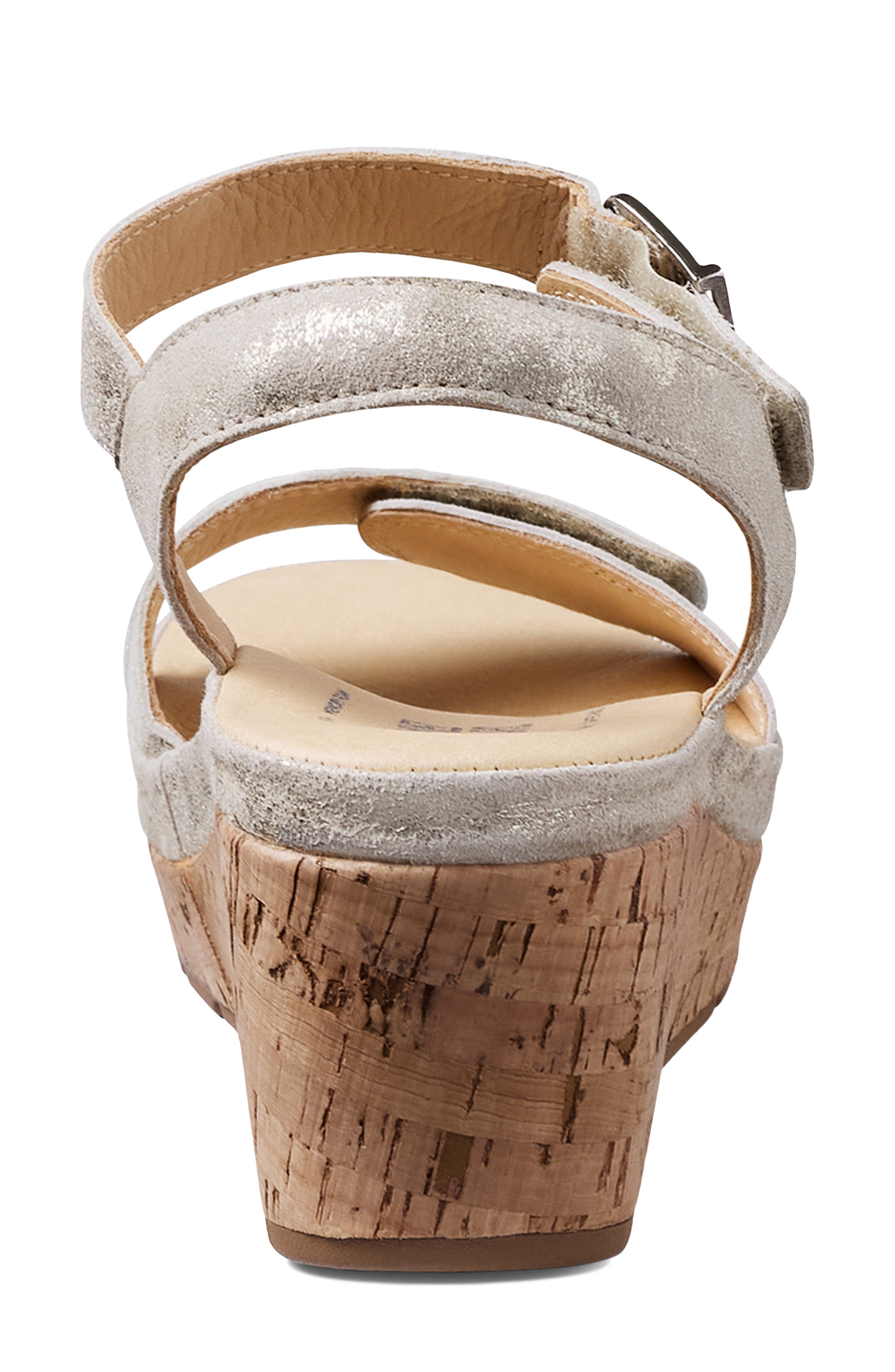 Portola Two-Strap Wedge Sandal, Alternate, color, CHAMPAGNE SUEDE