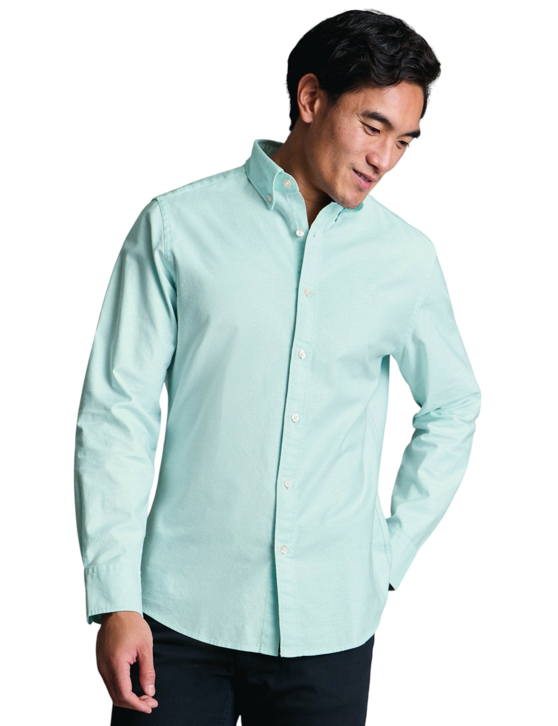 Plain button-down stretch washed Oxford shirt - image 5