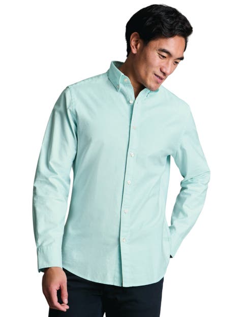 Plain button-down stretch washed Oxford shirt